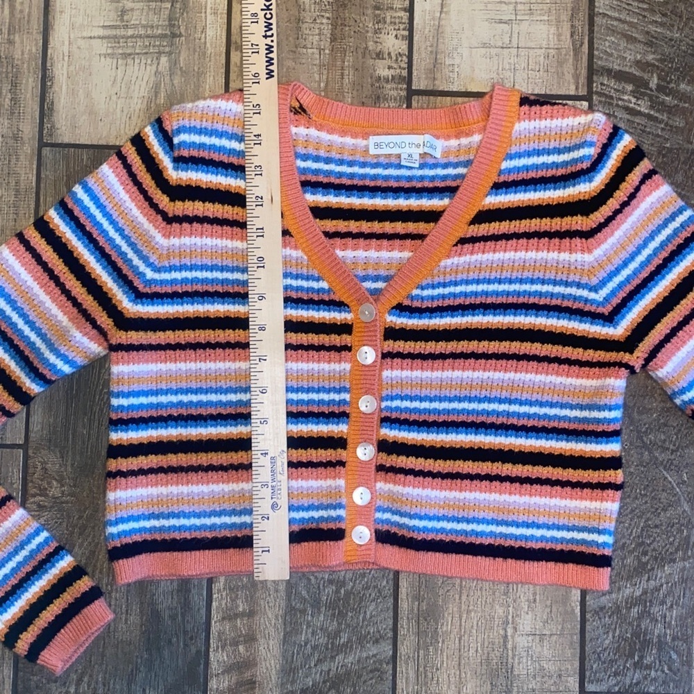 Beyond the Radar Striped Cropped Cardigan Sweater - Picture 10 of 10